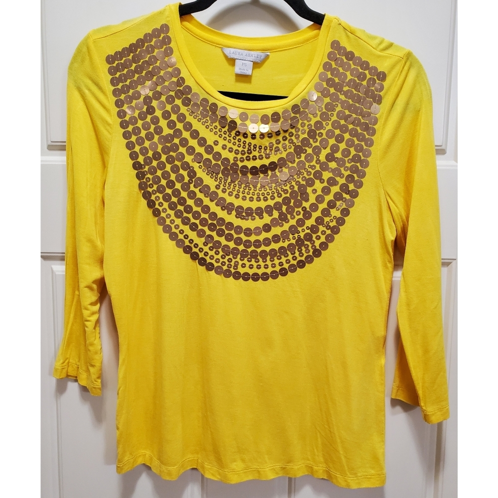 Laura Ashley Gold Embellished Top
